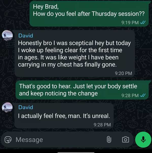 Client message from David about their progress